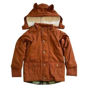 NWOT Okie Dokie Removable Hood Coat Rust/Camo 2T